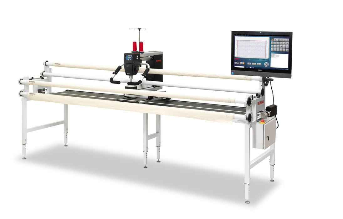 BERNINA Q-matic quilting automation shown on a Q 16 PLUS and frame, angled view (machine and frame sold separately)