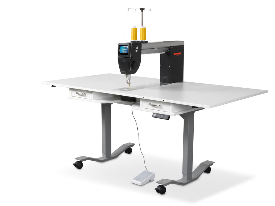 Horn table with extension leaves, wide configuration