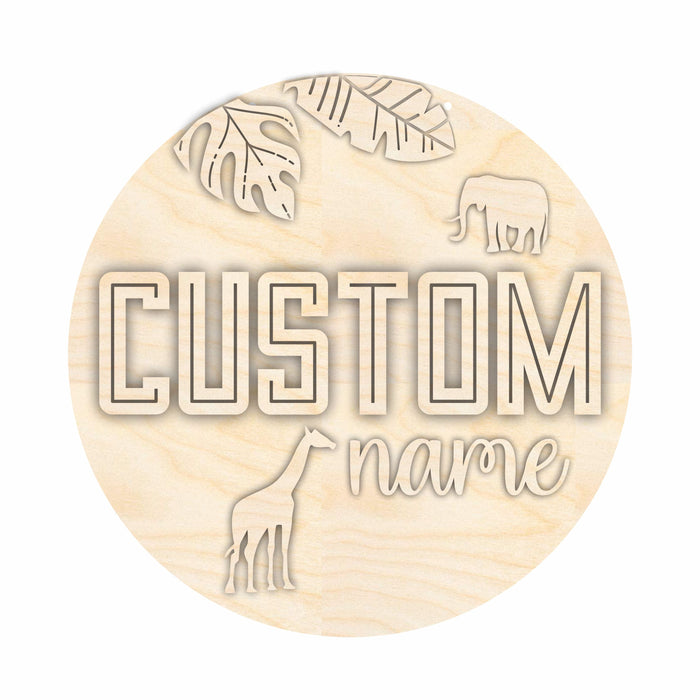 Unfinished Wood Custom Name Safari Door Sign Kit | Wood Craft Cutouts | 1/4" Thick |