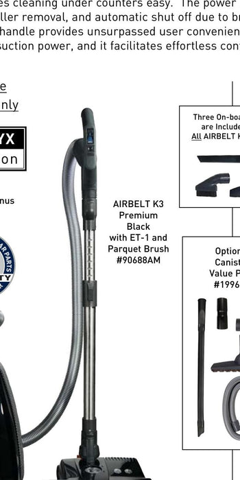 SEBO AIRBELT K3 Premium Canister Vacuum - Black/Graphite