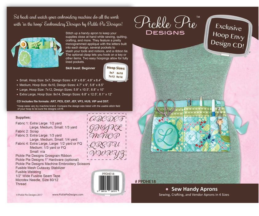 Sew Handy Aprons In the Hoop Embroidery Design Collection