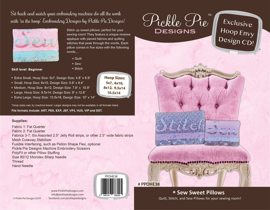 Sew Sweet Pillows In the Hoop Embroidery Design Collection