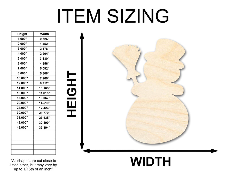Unfinished Wood Snowman Shape - Winter Craft - up to 46"
