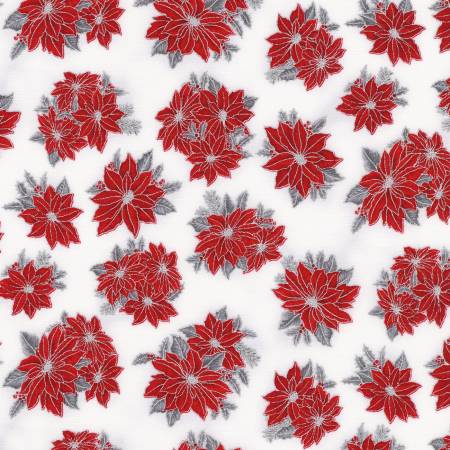 RK Holiday Charms Poinsettia Scarlet Christmas w/Metallic