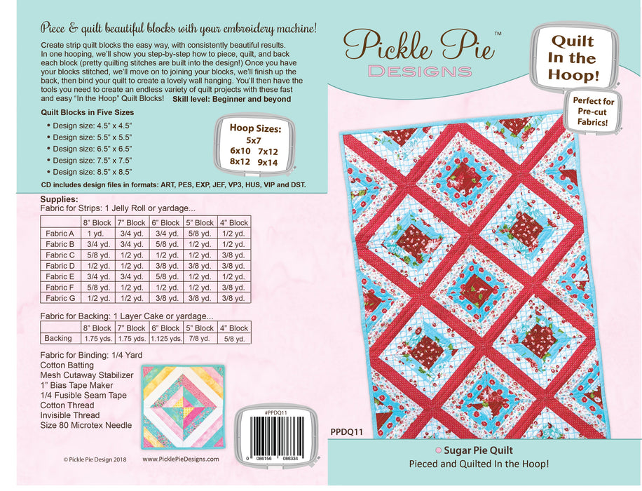 Sugar Pie Quilt In the Hoop Embroidery Design Collection