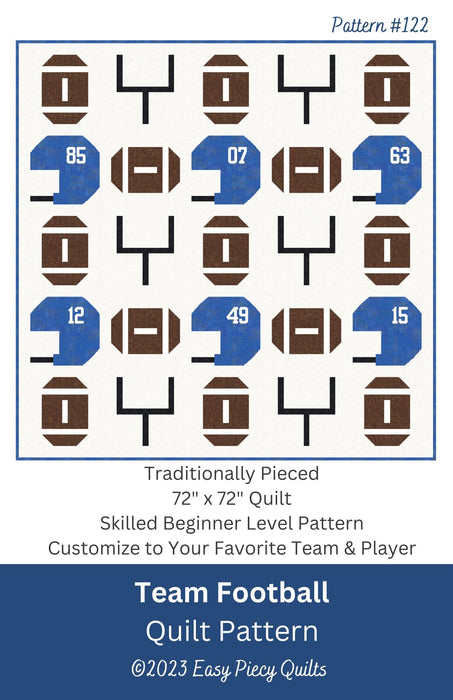 Team Football Quilt Pattern - Paper Print Version