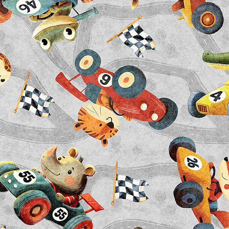 QT Turbo Tykes - Animal Racecar Toss Gray