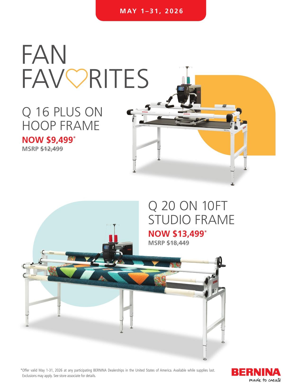 Fan Favorites - Q 16 Plus on Hoop Frame Now $9,499 and Q 20 on 10ft Studio Frame Now $13,499